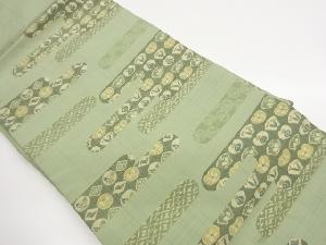 ヱ霞に鳥・草花模様織出し名古屋帯